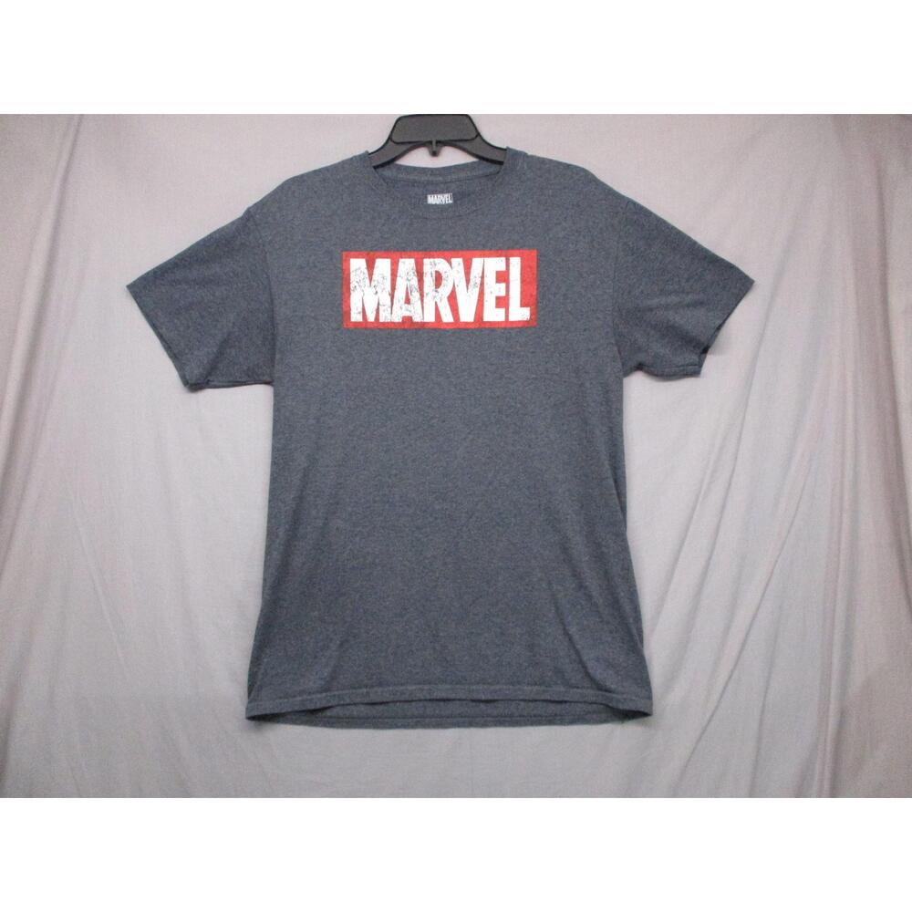Marvel Gray Graphic Logo Statement‎ Casual Crew Neck TShirt Unisex Size Medium